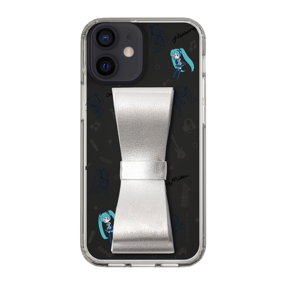 Slim Protection Case - STAND & RING RIBBON Silver［ HATSUNE MIKU - Ribbon - Instrumental - Monochrome ］