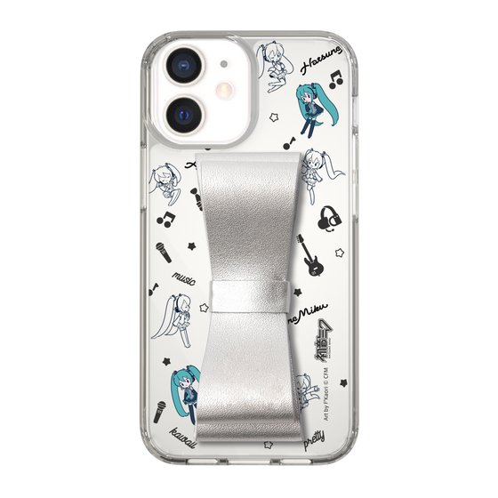Slim Protection Case - STAND & RING RIBBON Silver［ HATSUNE MIKU - Ribbon - Instrumental - Monochrome ］