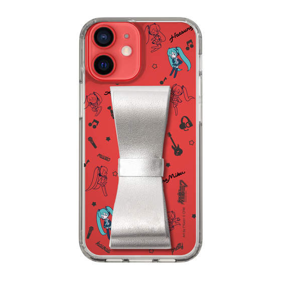 Slim Protection Case - STAND & RING RIBBON Silver［ HATSUNE MIKU - Ribbon - Instrumental - Monochrome ］