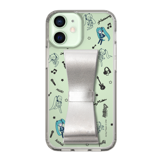 Slim Protection Case - STAND & RING RIBBON Silver［ HATSUNE MIKU - Ribbon - Instrumental - Monochrome ］