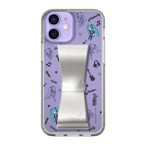 Slim Protection Case - STAND & RING RIBBON Silver［ HATSUNE MIKU - Ribbon - Instrumental - Monochrome ］