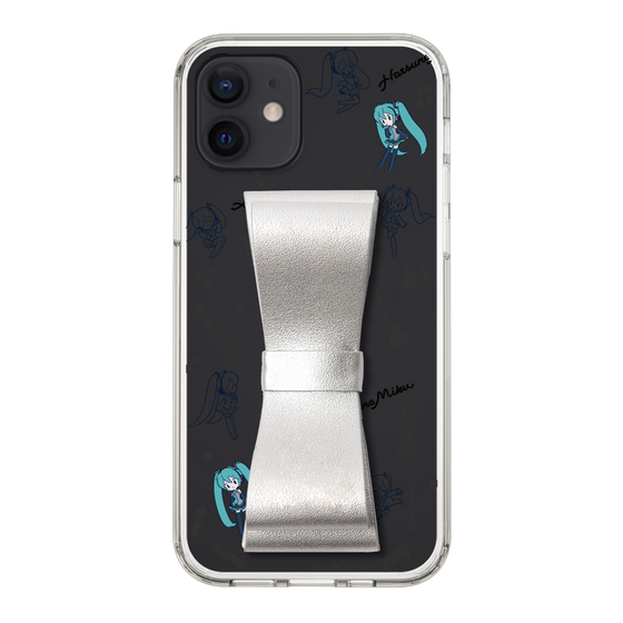 Slim Protection Case - STAND & RING RIBBON Silver［ HATSUNE MIKU - Ribbon - Instrumental - Monochrome ］