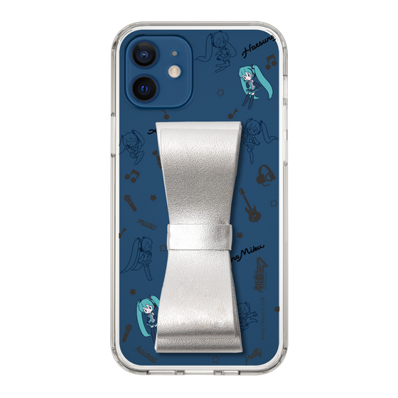 Slim Protection Case - STAND & RING RIBBON Silver［ HATSUNE MIKU - Ribbon - Instrumental - Monochrome ］