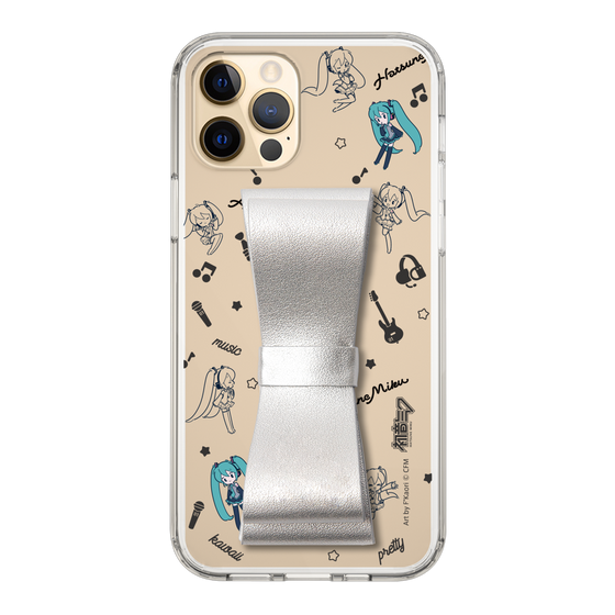 Slim Protection Case - STAND & RING RIBBON Silver［ HATSUNE MIKU - Ribbon - Instrumental - Monochrome ］