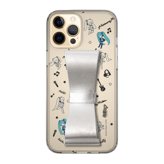 Slim Protection Case - STAND & RING RIBBON Silver［ HATSUNE MIKU - Ribbon - Instrumental - Monochrome ］