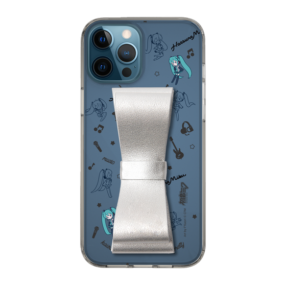 Slim Protection Case - STAND & RING RIBBON Silver［ HATSUNE MIKU - Ribbon - Instrumental - Monochrome ］