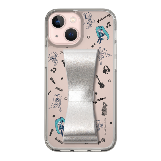 Slim Protection Case - STAND & RING RIBBON Silver［ HATSUNE MIKU - Ribbon - Instrumental - Monochrome ］