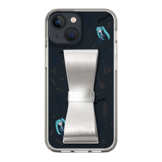 Slim Protection Case - STAND & RING RIBBON Silver［ HATSUNE MIKU - Ribbon - Instrumental - Monochrome ］