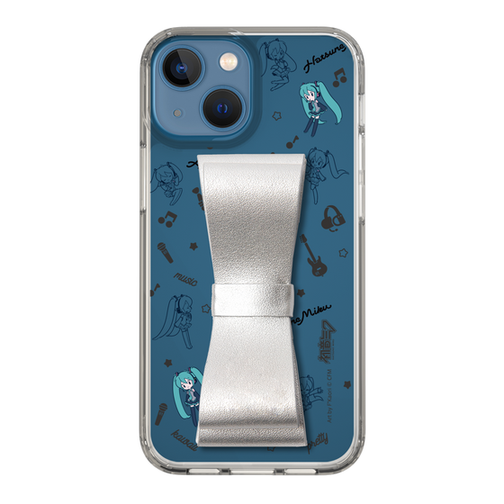 Slim Protection Case - STAND & RING RIBBON Silver［ HATSUNE MIKU - Ribbon - Instrumental - Monochrome ］