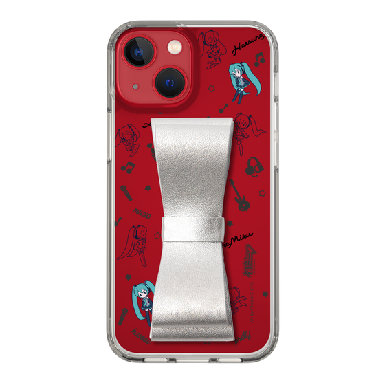 Slim Protection Case - STAND & RING RIBBON Silver［ HATSUNE MIKU - Ribbon - Instrumental - Monochrome ］