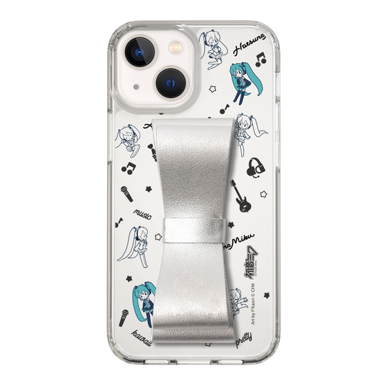 Slim Protection Case - STAND & RING RIBBON Silver［ HATSUNE MIKU - Ribbon - Instrumental - Monochrome ］