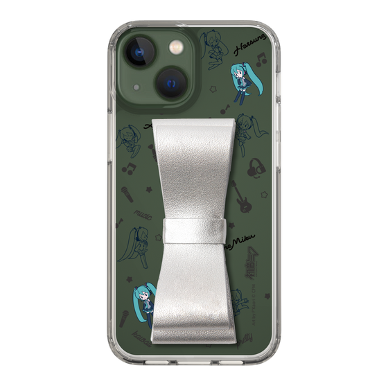 Slim Protection Case - STAND & RING RIBBON Silver［ HATSUNE MIKU - Ribbon - Instrumental - Monochrome ］