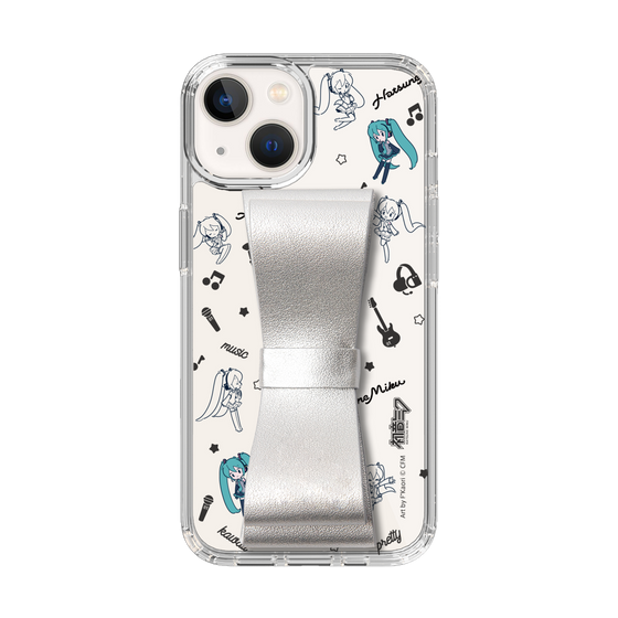 Slim Protection Case - STAND & RING RIBBON Silver［ HATSUNE MIKU - Ribbon - Instrumental - Monochrome ］