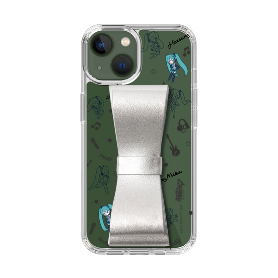 Slim Protection Case - STAND & RING RIBBON Silver［ HATSUNE MIKU - Ribbon - Instrumental - Monochrome ］