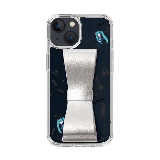 Slim Protection Case - STAND & RING RIBBON Silver［ HATSUNE MIKU - Ribbon - Instrumental - Monochrome ］