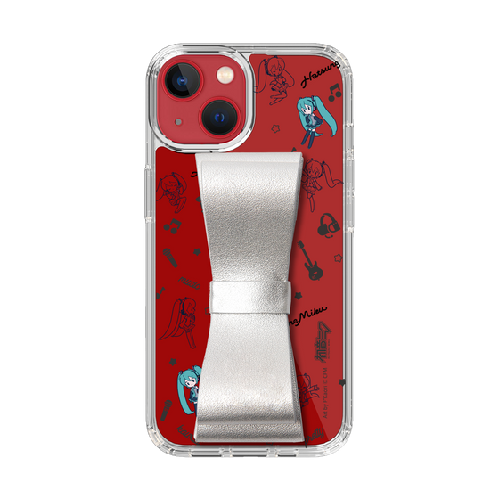 Slim Protection Case - STAND & RING RIBBON Silver［ HATSUNE MIKU - Ribbon - Instrumental - Monochrome ］