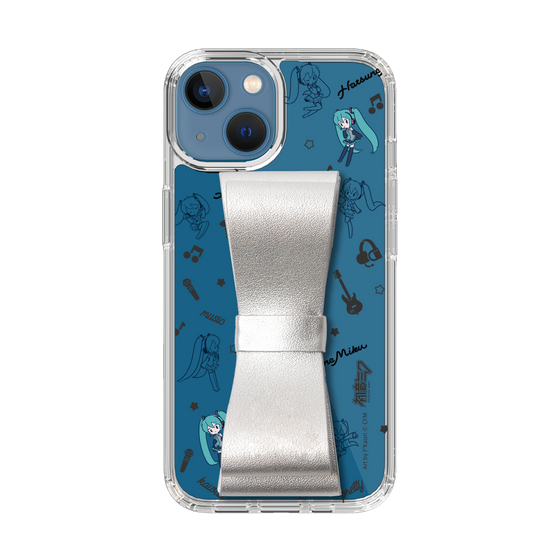 Slim Protection Case - STAND & RING RIBBON Silver［ HATSUNE MIKU - Ribbon - Instrumental - Monochrome ］