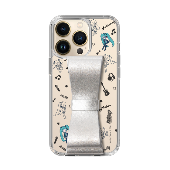 Slim Protection Case - STAND & RING RIBBON Silver［ HATSUNE MIKU - Ribbon - Instrumental - Monochrome ］