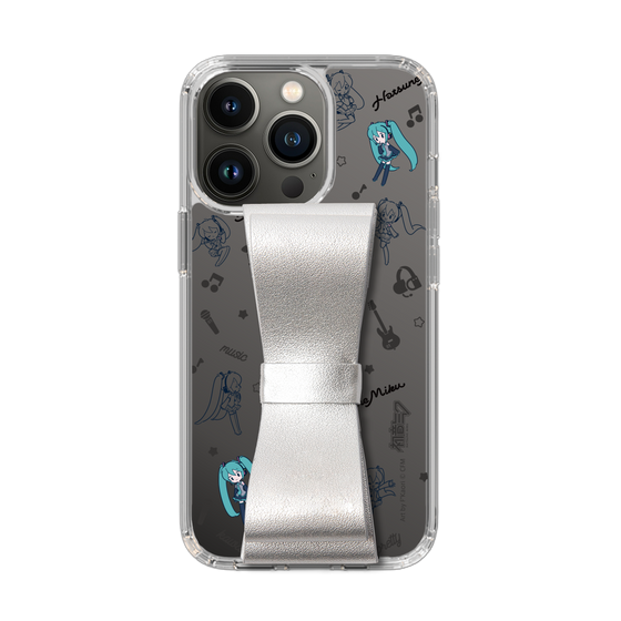 Slim Protection Case - STAND & RING RIBBON Silver［ HATSUNE MIKU - Ribbon - Instrumental - Monochrome ］