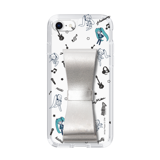 Slim Protection Case - STAND & RING RIBBON Silver［ HATSUNE MIKU - Ribbon - Instrumental - Monochrome ］