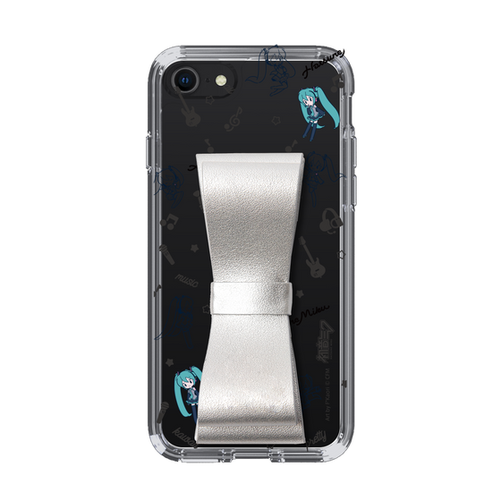 Slim Protection Case - STAND & RING RIBBON Silver［ HATSUNE MIKU - Ribbon - Instrumental - Monochrome ］