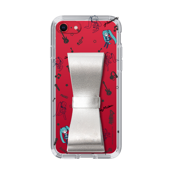 Slim Protection Case - STAND & RING RIBBON Silver［ HATSUNE MIKU - Ribbon - Instrumental - Monochrome ］