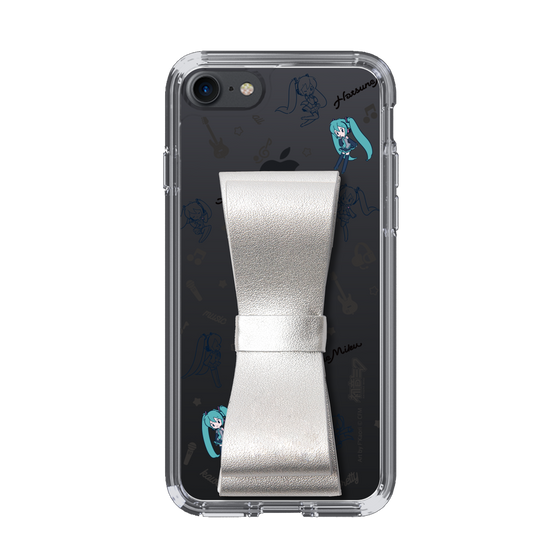 Slim Protection Case - STAND & RING RIBBON Silver［ HATSUNE MIKU - Ribbon - Instrumental - Monochrome ］