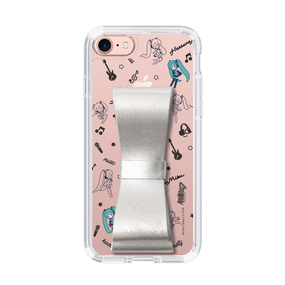 Slim Protection Case - STAND & RING RIBBON Silver［ HATSUNE MIKU - Ribbon - Instrumental - Monochrome ］