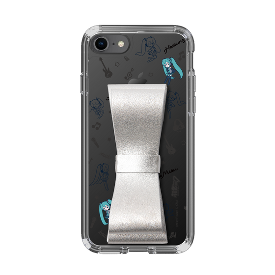 Slim Protection Case - STAND & RING RIBBON Silver［ HATSUNE MIKU - Ribbon - Instrumental - Monochrome ］