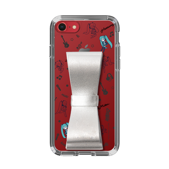 Slim Protection Case - STAND & RING RIBBON Silver［ HATSUNE MIKU - Ribbon - Instrumental - Monochrome ］