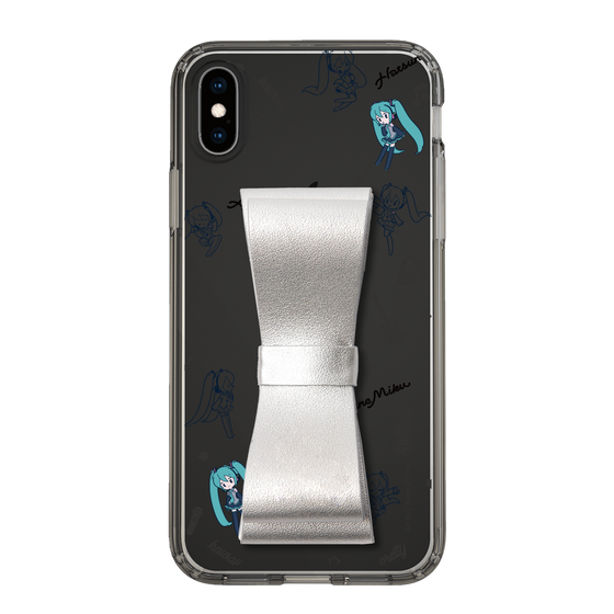 Slim Protection Case - STAND & RING RIBBON Silver［ HATSUNE MIKU - Ribbon - Instrumental - Monochrome ］