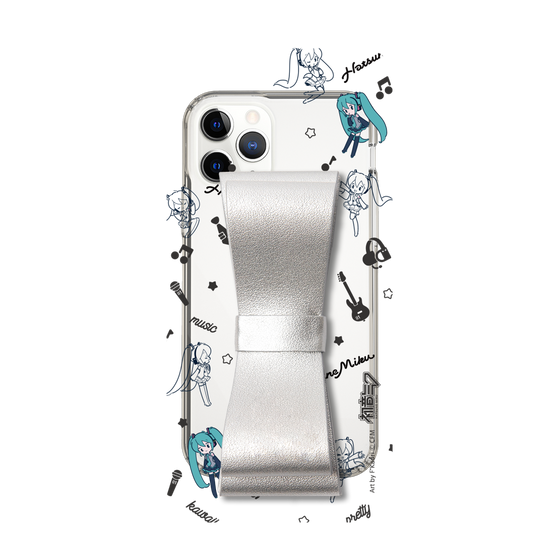 Slim Protection Case - STAND & RING RIBBON Silver［ HATSUNE MIKU - Ribbon - Instrumental - Monochrome ］