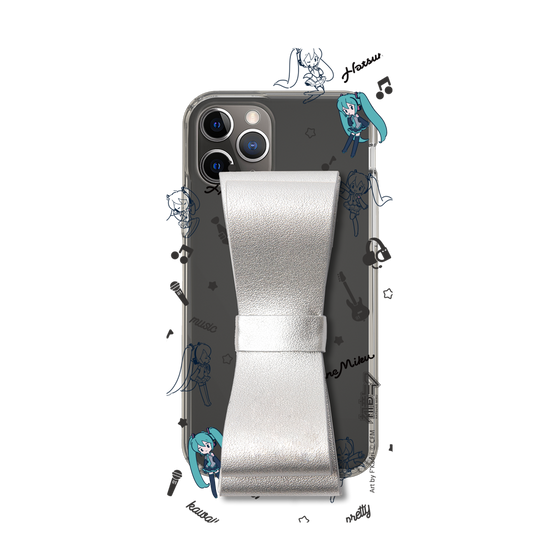 Slim Protection Case - STAND & RING RIBBON Silver［ HATSUNE MIKU - Ribbon - Instrumental - Monochrome ］