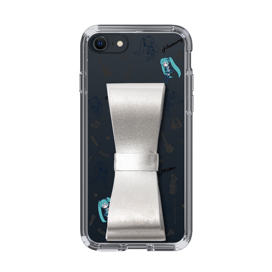 Slim Protection Case - STAND & RING RIBBON Silver［ HATSUNE MIKU - Ribbon - Instrumental - Monochrome ］