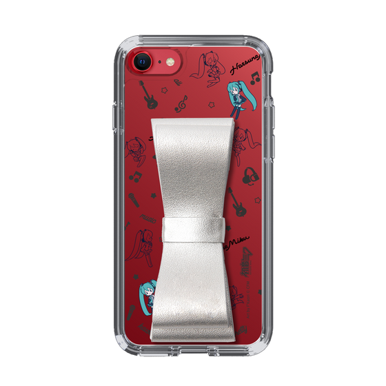 Slim Protection Case - STAND & RING RIBBON Silver［ HATSUNE MIKU - Ribbon - Instrumental - Monochrome ］