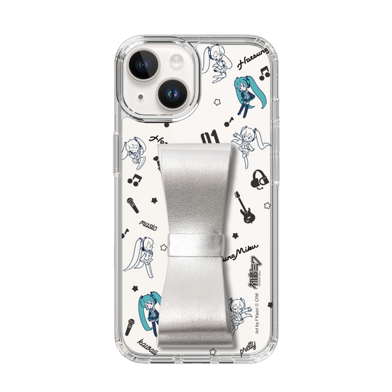 Slim Protection Case - STAND & RING RIBBON Silver［ HATSUNE MIKU - Ribbon - Instrumental - Monochrome ］