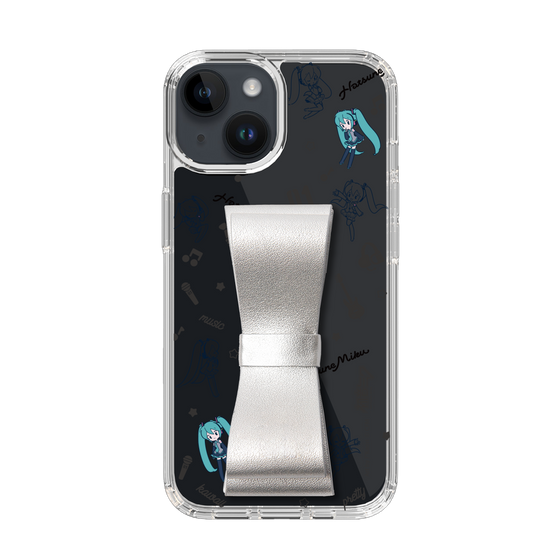 Slim Protection Case - STAND & RING RIBBON Silver［ HATSUNE MIKU - Ribbon - Instrumental - Monochrome ］