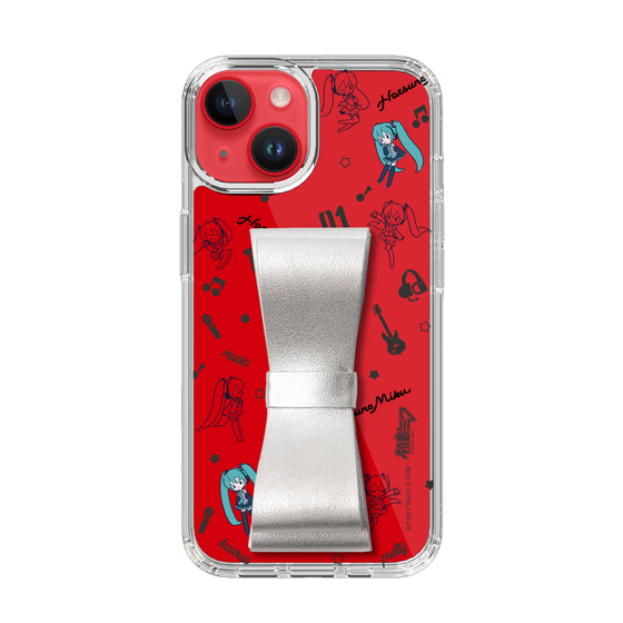 Slim Protection Case - STAND & RING RIBBON Silver［ HATSUNE MIKU - Ribbon - Instrumental - Monochrome ］