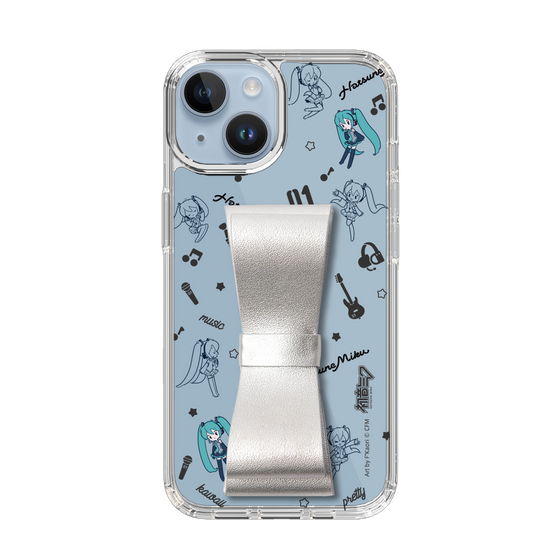 Slim Protection Case - STAND & RING RIBBON Silver［ HATSUNE MIKU - Ribbon - Instrumental - Monochrome ］