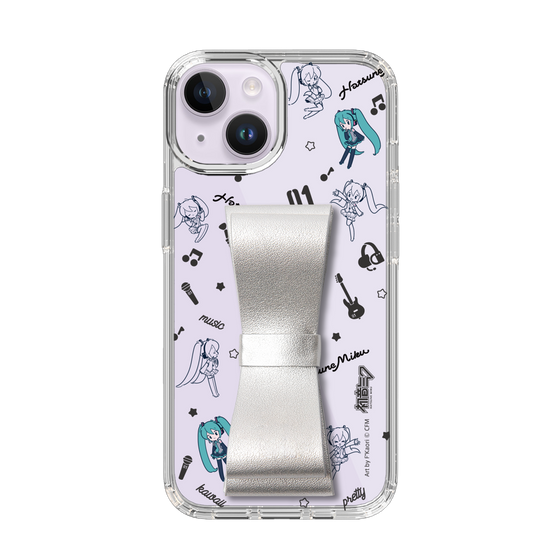 Slim Protection Case - STAND & RING RIBBON Silver［ HATSUNE MIKU - Ribbon - Instrumental - Monochrome ］