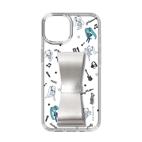 Slim Protection Case - STAND & RING RIBBON Silver［ HATSUNE MIKU - Ribbon - Instrumental - Monochrome ］