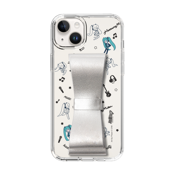 Slim Protection Case - STAND & RING RIBBON Silver［ HATSUNE MIKU - Ribbon - Instrumental - Monochrome ］