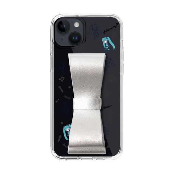 Slim Protection Case - STAND & RING RIBBON Silver［ HATSUNE MIKU - Ribbon - Instrumental - Monochrome ］