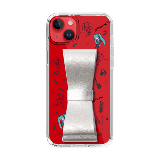 Slim Protection Case - STAND & RING RIBBON Silver［ HATSUNE MIKU - Ribbon - Instrumental - Monochrome ］