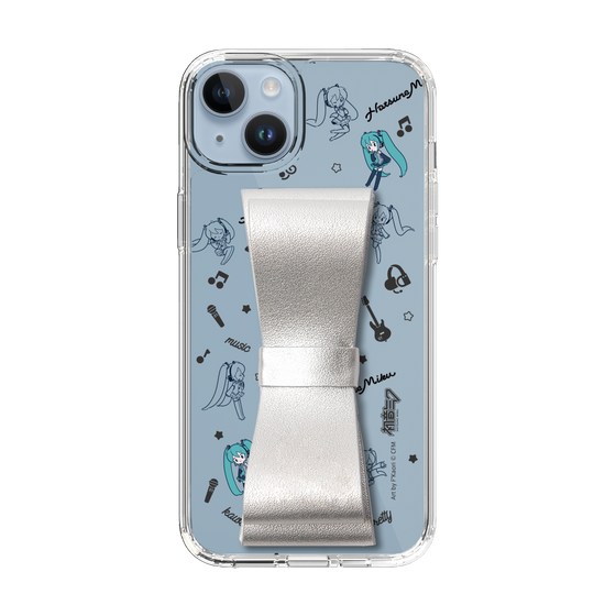 Slim Protection Case - STAND & RING RIBBON Silver［ HATSUNE MIKU - Ribbon - Instrumental - Monochrome ］