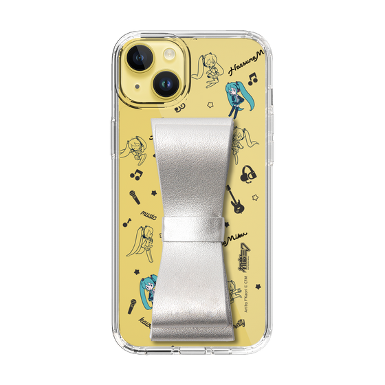 Slim Protection Case - STAND & RING RIBBON Silver［ HATSUNE MIKU - Ribbon - Instrumental - Monochrome ］