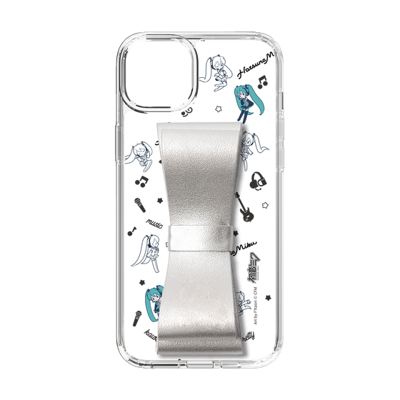 Slim Protection Case - STAND & RING RIBBON Silver［ HATSUNE MIKU - Ribbon - Instrumental - Monochrome ］