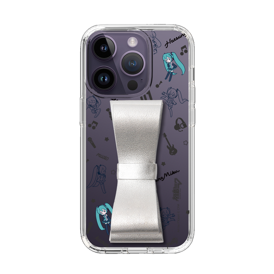 Slim Protection Case - STAND & RING RIBBON Silver［ HATSUNE MIKU - Ribbon - Instrumental - Monochrome ］