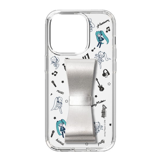 Slim Protection Case - STAND & RING RIBBON Silver［ HATSUNE MIKU - Ribbon - Instrumental - Monochrome ］