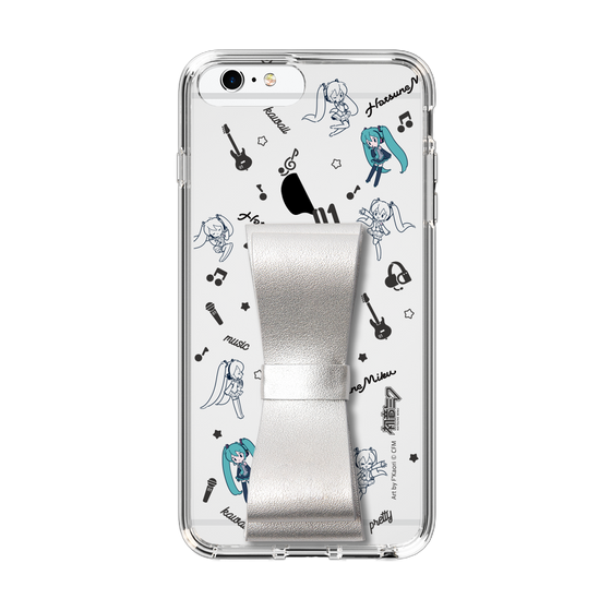 Slim Protection Case - STAND & RING RIBBON Silver［ HATSUNE MIKU - Ribbon - Instrumental - Monochrome ］